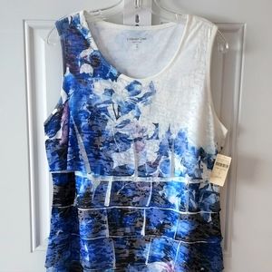 NWT Indigo Impressions Sleeveless Ruffle Front Top by Coldwater Creek